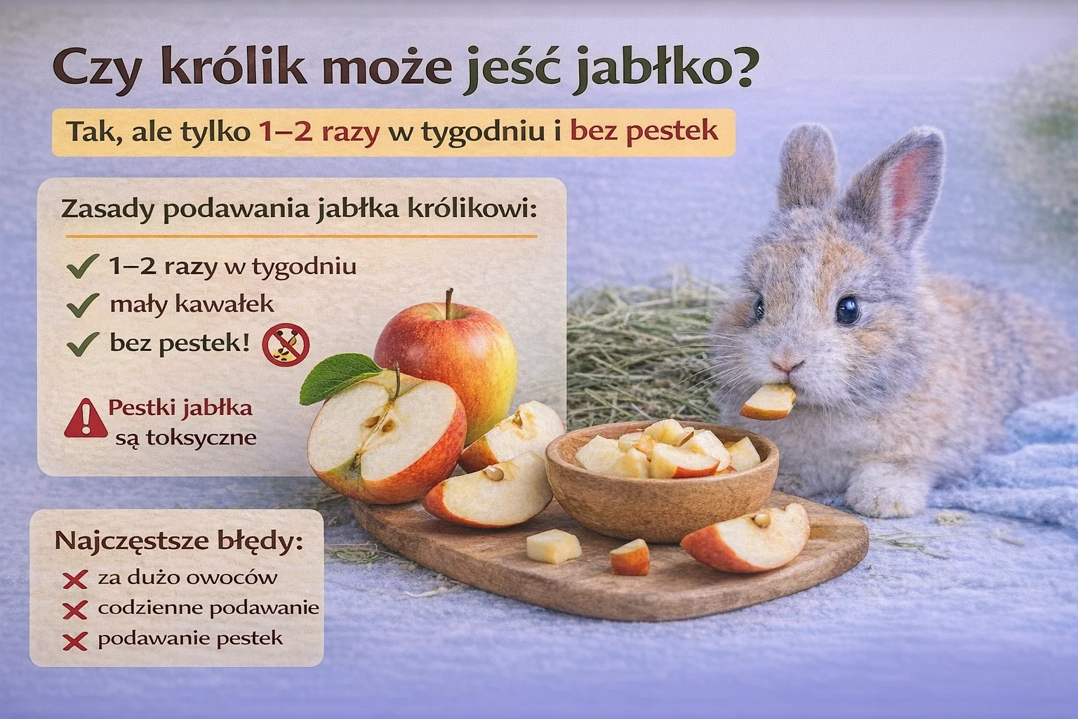 Czy królik może jeść jabłko? Ile i jak podawać