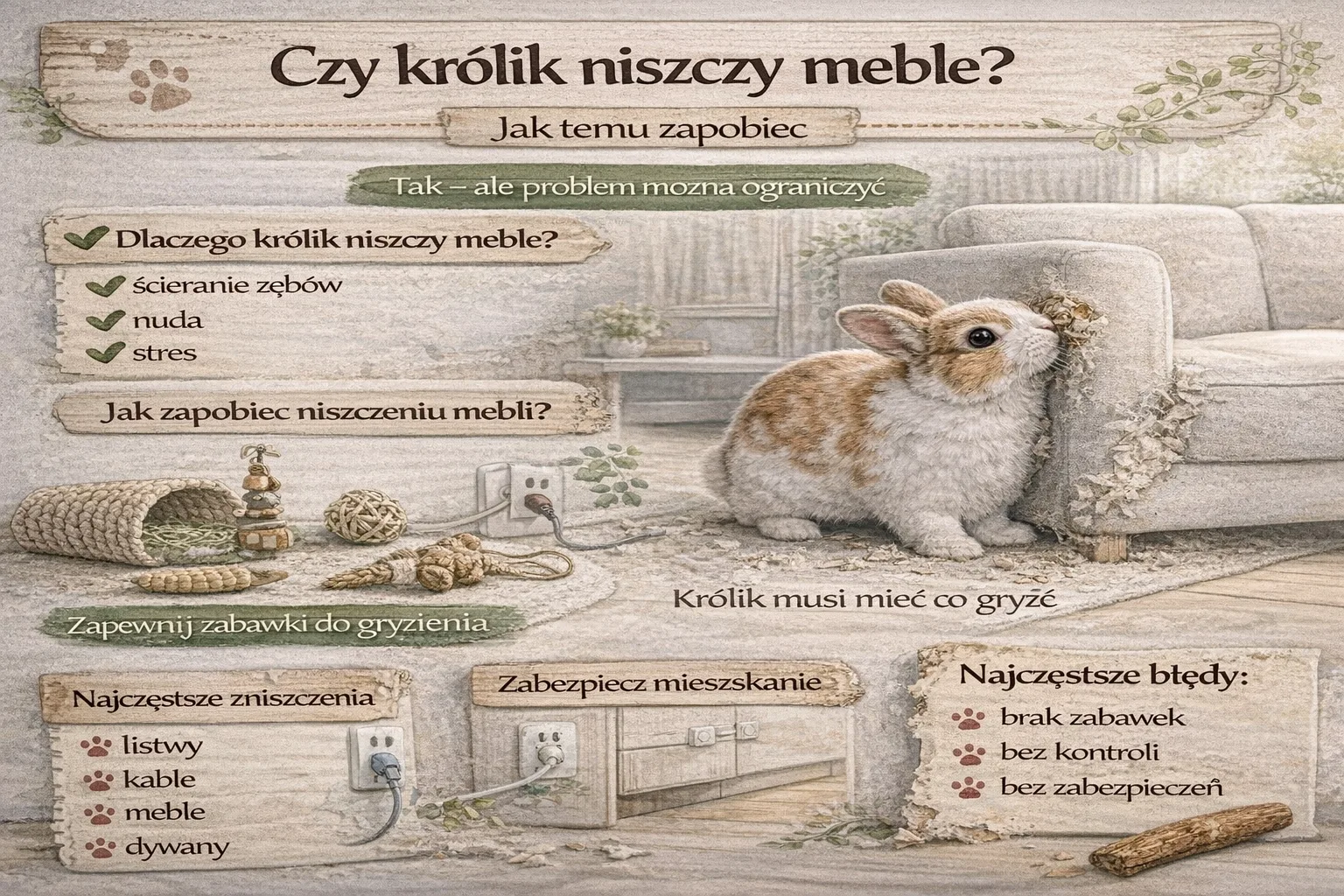 Czy królik niszczy meble? Jak temu zapobiec